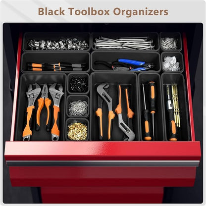 A-LUGEI【Large Size】【5 Pcs】 Tool Box Organizer Tray Divider【Single Size】 Desk Drawer Organizer Bin, Garage Organization and Storage Toolbox for Rolling Tool Chest Cart Cabinet WorkBench Part Widget - size: 5pcs-L Size