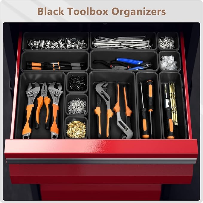 A-LuGei【XX-Large Size【5 Pcs】 Tool Box Organizer Tray Divider【Single Size】 Desk Drawer Organizer Bin, Garage Organization and Storage Toolbox for Rolling Tool Chest Cart Cabinet WorkBench Part Widget - size: 5pcs-XXL Size