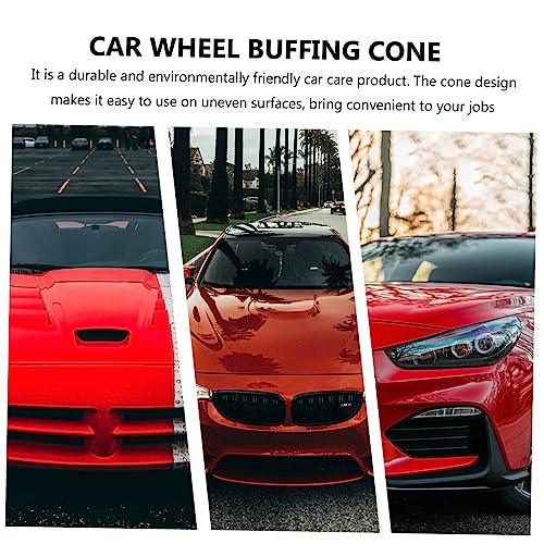PRETYZOOM 9pcs Car Wheels Polishing Sponge Cone Kit Buffing Pads for Electric Drills Auto Detail Cleaning Tool for Wheel Orange Yellow
