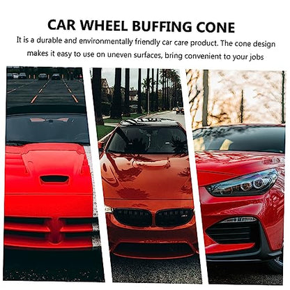 PRETYZOOM 9pcs Car Wheels Polishing Sponge Cone Kit Buffing Pads for Electric Drills Auto Detail Cleaning Tool for Wheel Orange Yellow