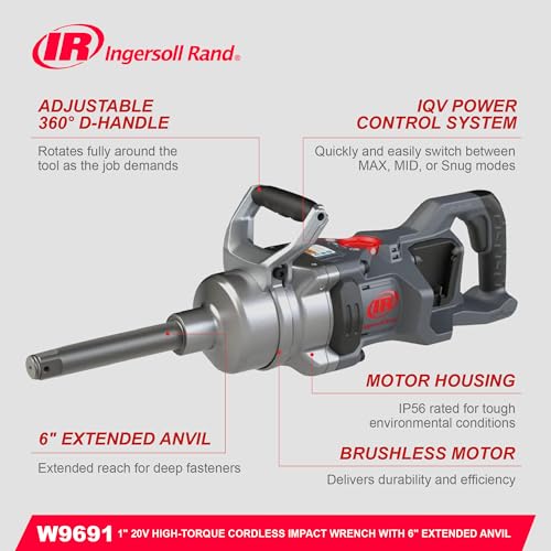 Ingersoll Rand W9691 Cordless 1" High-Torque Impact Wrench with 2" Extended Anvil - size: Extended Anvil, style: Tool Only