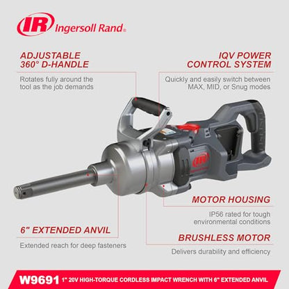 Ingersoll Rand W9691 Cordless 1" High-Torque Impact Wrench with 2" Extended Anvil - size: Extended Anvil, style: Tool Only