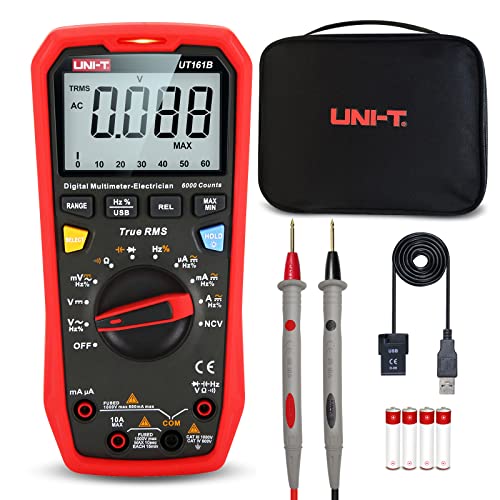 UNI-T Digital Multimeter UT161B, True RMS 6000 Counts 1000V AC/DC NCV, Measures Voltage Current Resistance Capacitance Frequency Duty Cycle, Tests Diodes Transistors - size: UT161B Multimeter