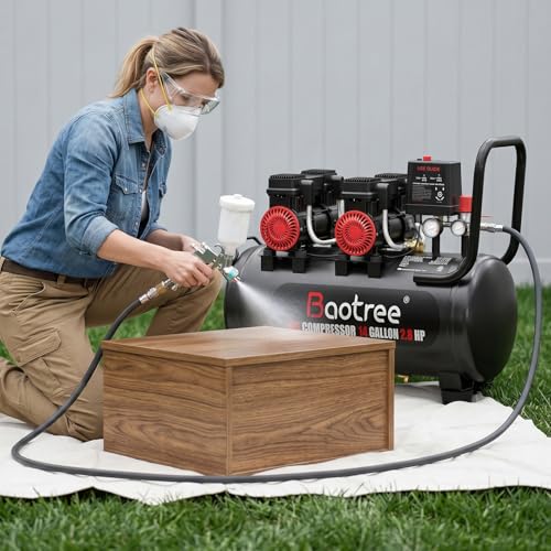 14 Gallon Ultra Quiet Air Compressor with Two Quick Couplers, 2.8HP MAX 115PSI Oil-Free Air Compressor Steel Tanks, 70dB Air Compressor with Wheels for Spray Painting, Auto Repair, Woodwork Nailing - size: 14G