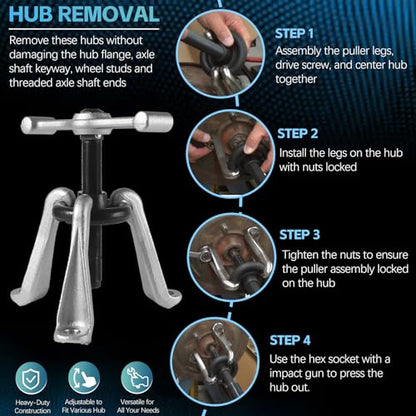 Sunluway Universal 7394 Hub Puller Brake Drum Puller Heavy-Duty Wheel Hub Removal Tool