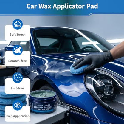 Car Wax Buffing Pads, 6PK Microfiber Wax Applicator Pads, Versatile Sponge Pads for Polishing and Cleaning, No Scratches Detailing Supplies for Car, 5-Inch