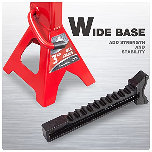 Jack Boss Jack Stands 3 Ton (6,000 LBs) Car Jack Stand Adjustable Lifting for Automotive Small SUV, Red, 2 Pack - style: 3T standard