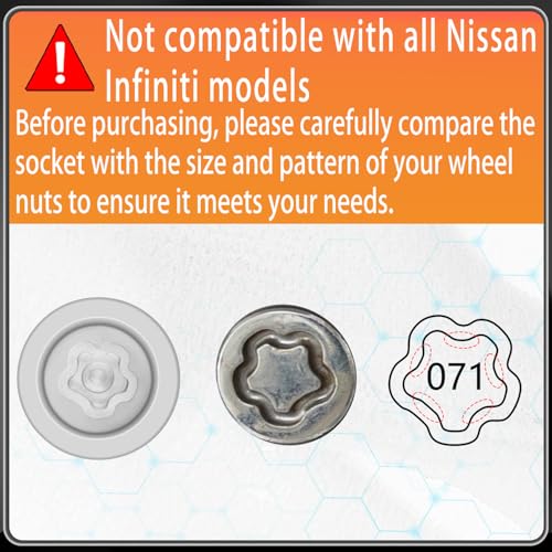 071 Wheel Locking Nut Key for Nissan Infiniti, 21mm Lock Bolt Inner Dia Wheel Anti-Theft Lug Nut Hand Repair Removal Tool - size: socket 071