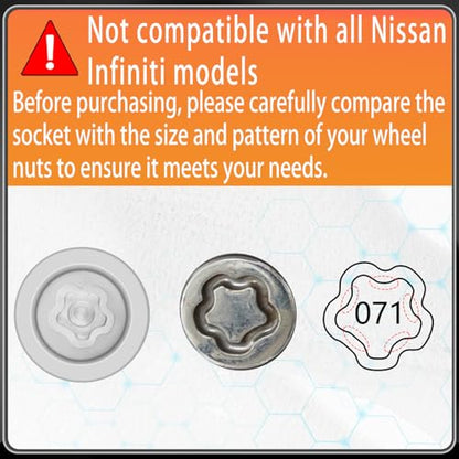 071 Wheel Locking Nut Key for Nissan Infiniti, 21mm Lock Bolt Inner Dia Wheel Anti-Theft Lug Nut Hand Repair Removal Tool - size: socket 071