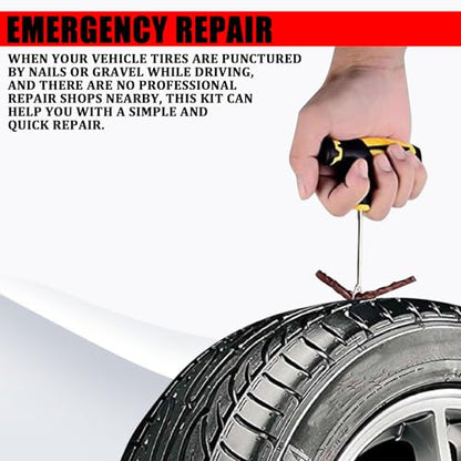 30PCS Tire Plug Kit Car Emergency Flat Tire Repair Tool Set Drill Rubber Repair Screws Tires Plug Tubeless Puncture Fix Kits Professional Tools for Cars Motorcycles ATV UTV Trucks Roadside Kit - size: 30PCS