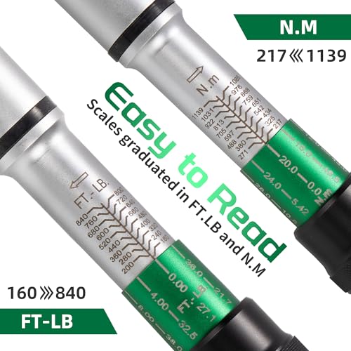 3/4-Inch Drive Click Torque Wrench, Dual-Direction Click Professional Torque Wrench 160-840FT.LB/135-815N.M, Dual Range Scales Graduated in FT.LB and N.M - size: 3/4" 160-840 FT.LB