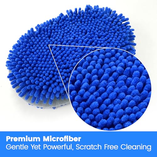 42" Car Wash Brush, Portable Car Wash Mop with Ultralight Telescopic Handle | Chenille Microfiber Car Wash Kit, Car-Safe Wash Mop with Long Handle for Cars, Caravans, Vans, Trucks, Boats & RVs