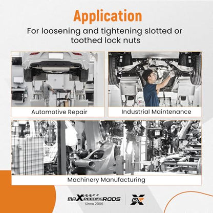maXpeedingrods 13Pcs Grooved Lock Nut Socket Set with Internal Teeth 1/2'' Drive, Spindle Nuts Socket Kit Ball Joints Axle Locknut Remove Install Locking Hub Socket for KM KML HM HML HMLL Groove Nut