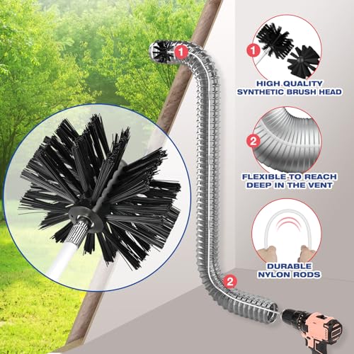PetOde 42-Feet Dryer Vent Cleaner Kit, Lint Remover，Upgraded Flexible Quick-Snap Brush with Drill Attachment,Extends Up to 42 FEET for Easy Cleaning，Cleaning Tools Use with/Without a Power Drill（New） - size: 41 feet