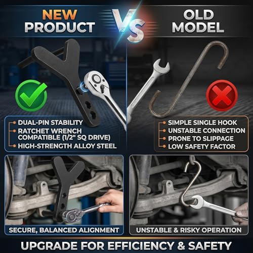Lower Control Arm Prying Tool Compatible with 1/2" Drive Breaker Bar, Heavy Duty Ball Joint Separator for FWD Import Cars, Suspension Bushing Removal Specialist Tool, Forged Alloy Steel - size: 1PCS