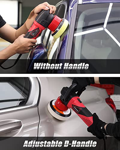 AVID POWER Buffer Polisher, 5-inch/6-inch Dual Action/DA Polisher for Car Detailing, Random Orbital Car Buffer Polisher Waxer Kit with 6 Variable Speed, 4Pcs 5-inch & 6-inch Polishing Pads - color: Black&red