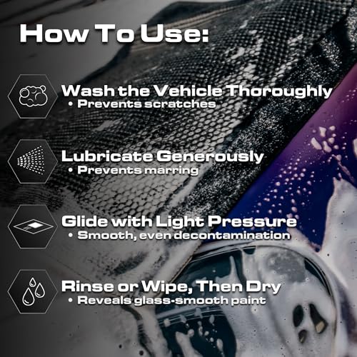 Blackline Clay Towel - Auto Detailing Synthetic Clay Towel - Decontaminate Paint and Glass for Smooth Washing - Great and Effective for Car, Truck, SUV - 12" x 12"