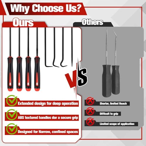 12PCS Automotive Hook and Pick Tool Set, Precision Hook and Pick Tool Set Car Auto O-Ring Seal Gasket Picks Hooks Puller Remove, Mechanic Professional Tools,Car Repair Essentials