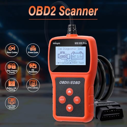 Nilight MS309pro Classic Universal OBD2 Scanner - Upgraded 2.4" Screen Car Engine Fault Code Reader - Reliable CAN Diagnostic Scan Tool to Read and Clear Error Codes Fast, All Vehicles After 1996 - color: E