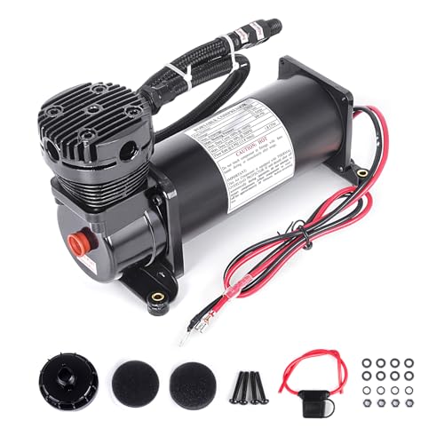 200PSI 1/4 NPT Heavy Duty Air Train Horn/Air Ride Suspension Compressor for Train/Truck/Car 12V Black - color: Black 1/4, size: Single