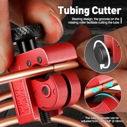 DNA Motoring Professional Brake Line Flaring Tool Kit, 45 Degree Single, Double & Bubble Flares for 3/16", 1/4", 5/16", 3/8" Metal Steel Copper Tubing for Brake Repair Tubing Flaring, TOOLS-00820