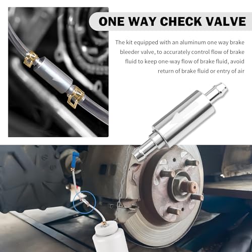 Brake Bleeder Kit,1L Brake Bleeder Bottle & 27.55 Inch Brakes Bleeders Hose One Way Check Valve,Connector,Professional Brakes Fluid Bleeders Kit for Braking Fluid Collection