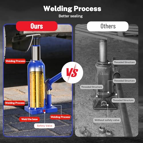 8T Hydraulic Bottle Jack, 16,000 lbs, with Tire Kit | Welded steel jack for RVs, heavy pickups. 8.98"-17.24" lift. Portable, no power needed. - color: 8 Ton Basic with Tire Repair Kit
