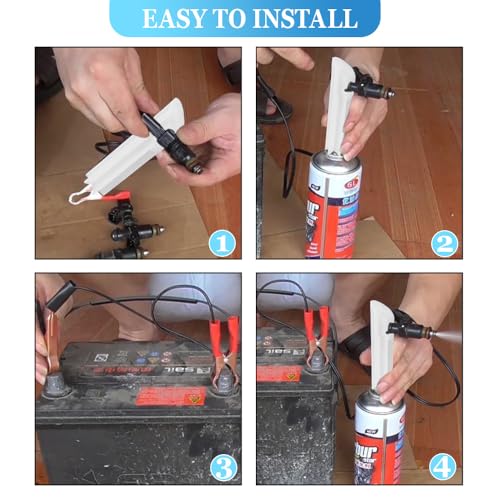 4PCS Fuel Injector Cleaner Kit, Injector Tester, Universal Fuel Injector Flush Cleaner Adapter DIY Cleaning Tool Kit with Test Lead, Car Accessories Fuel Pressure Tester for Auto Car Gas Fuel