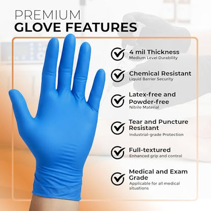 ASAP Nitrile Gloves Disposable Latex Free - 4 Mil Powder Free, Food Safe, Kitchen & Medical - Cleaning & Tattoo Supplies - color: Blue, size: X-Large