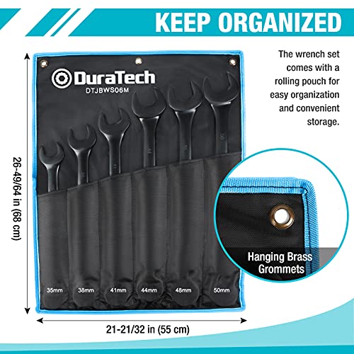 DURATECH Jumbo Combination Wrench Set, Metric, CR-V Steel | Black Electrocoat，35mm, 38mm, 41mm, 44mm, 48mm, 50mm wrench， with Pouch - size: Metric