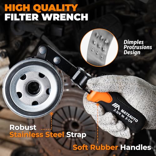 8-Piece Oil Filter Wrench Set | Adjustable Oil Filter Wrenches 2-3/4" to 5-1/4", 9" & 12" Universal Removal Tool, 1/2" to 3/8" Adapter, Case