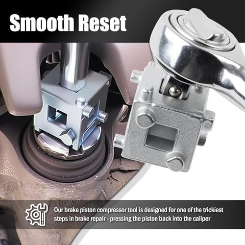 Cube Brake Caliper Compression Tool Driven by 3/8" Tool,6-face Car Rear Brake Caliper Tools for Returning Brakes Pistons,Sturdy Disc Brakes Calipers Piston Compressor Tools