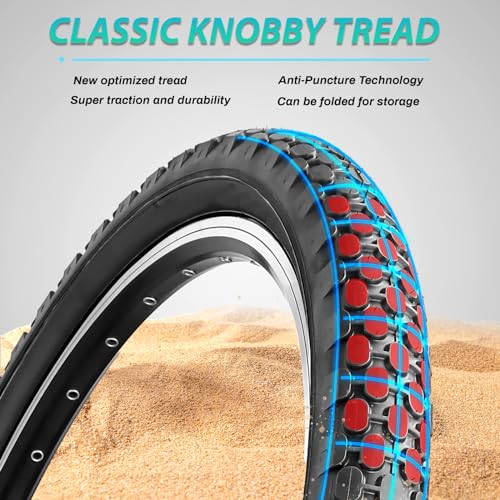 Hycline 2-Pack Cruiser Bike Tires Set: 24/26x2.125 inch Folding Replacement High-Performance Wear-Resistant Tires with Inner Tubes & Tire Levers for Beach & Urban Commuter Bikes - color: Black Set-24x2.125