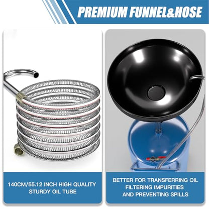 Larbanke 20-Gallon Waste Oil Drain Tank, Air Operated Drainer Oil Change Container with 360 ° Wheels,Oil Drain with Adjustable Funnel Height, Change Container Suitable for Car Repair Shops and Garages