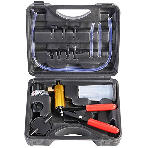 beduan 16pcs Brake Bleeder Kit Hand Held Vacuum Pump Tester with Adapters for Automotive (Black) - color: Black