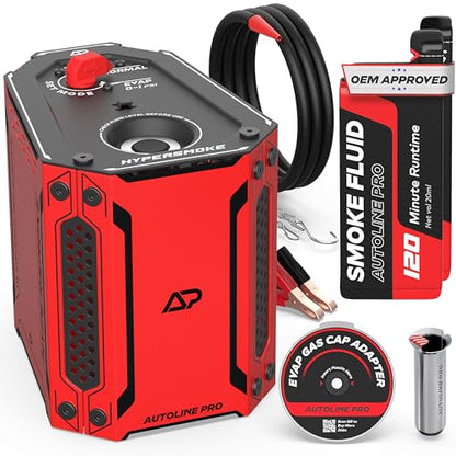 AutoLine Pro HyperSmoke™ Automotive Smoke Machine EVAP Vacuum Leak Tester – Adjustable Pressure – OEM Approved Smoke Fluid – Built-in Air Compressor Motor – Includes Gas Cap Adapter for EVAP Leaks. - style: + EVAP GasCap