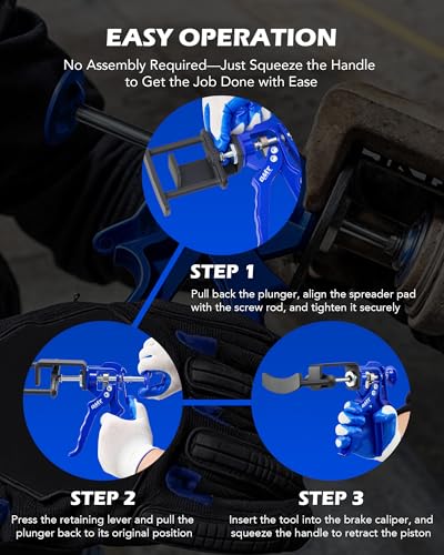 OMT Dual Piston Brake Caliper Compression Tool for Pad Replacement | Aluminum & Steel Build; 377 lb Force; Single and Dual Pistons; Brake Maintenance; Auto Technicians