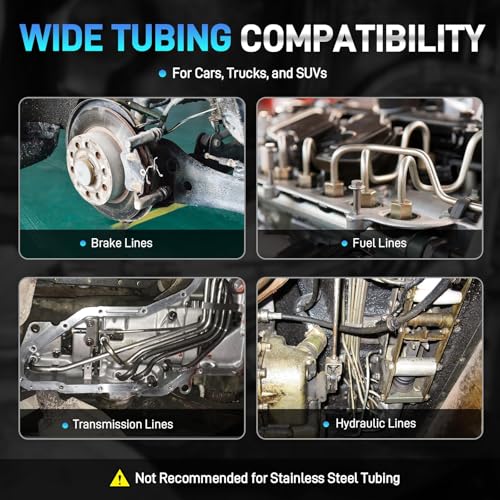 Brake Line Flaring Tool Kit, 45 and 37 Degree, Single, Double and Bubble Flare Tool, SAE and DIN, for 3/16", 1/4", 5/16", 3/8", 4.75mm Steel and Copper Tubing, Universal for Cars, Trucks, SUVs