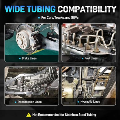 Brake Line Flaring Tool Kit, 45 and 37 Degree, Single, Double and Bubble Flare Tool, SAE and DIN, for 3/16", 1/4", 5/16", 3/8", 4.75mm Steel and Copper Tubing, Universal for Cars, Trucks, SUVs