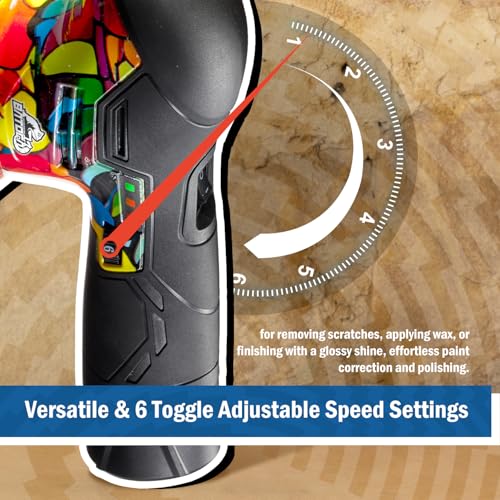 BATOCA 2026 S3 Cordless Car Buffer Polisher, 2x2.0Ah 11.1V Lithium-ion Battery Powered Polisher with 6 Variable Speed, DA Orbital Buffer for Car Detailing, Polishing, Waxing, Camouflage Pattern Style - size: Graffiti Style