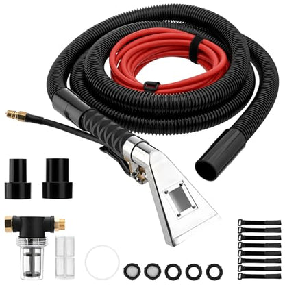 Extractor Attachment Hose Kit Compatible With Shop Vac Stainless Steel Wand | with Viewing Window 25ft Water Hose 10ft Vacuum Hose, for Carpet Industrial Cleaning Auto Detailing