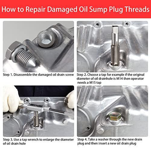 BILITOOLS 84-Piece Oil Drain Plug Repair Kit, M13 M15 M17 M20 M22 | Includes 6 Taps, 18 Sump Plugs, 30 Copper and 30 Aluminum Washers for Passenger Cars and Light Trucks