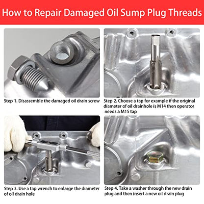 BILITOOLS 84-Piece Oil Drain Plug Repair Kit, M13 M15 M17 M20 M22 | Includes 6 Taps, 18 Sump Plugs, 30 Copper and 30 Aluminum Washers for Passenger Cars and Light Trucks