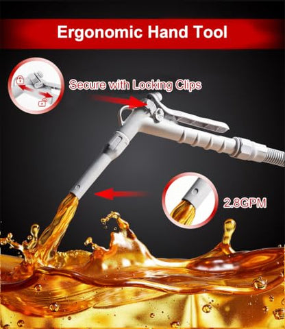 anngrowy Stick Fuel Transfer Pump Battery Powered with Hand Trigger Nozzle, Gas Can Pump Transfer with 2.8 GPM & 53.7" Hose, Portable liquid Transfer Pump for Gasoline, Diesel, Kerosene, Gifts for Men