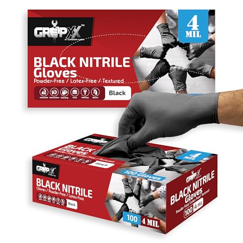 London Labs Black Nitrile Gloves Disposable Latex Free & Powder Free, 4 Mil Rubber Glove, Cleaning, Cooking, Mechanic(XS-XXL) - size: Large, style: 200 Count