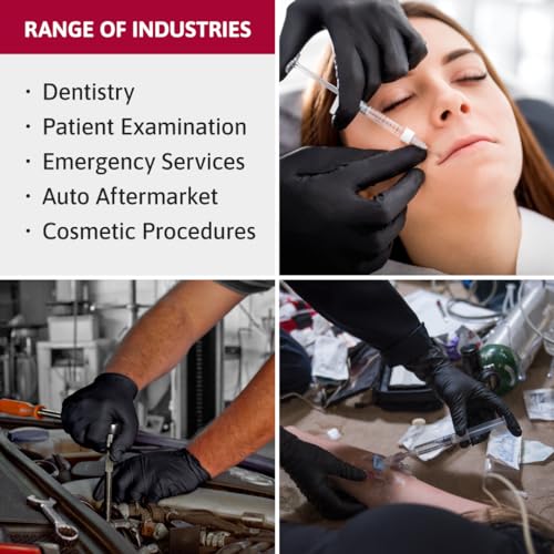 Ansell Microflex 93-732 Nitrile Disposable, Latex & Powder Free, Food Approved, Multi-Purpose, Medical & Industrial Protection, Latex Free, Single Use, Black, Size XS (100 Gloves) - size: X-Small, style: Thin