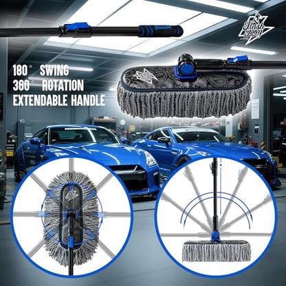 Flash Dog Microfiber Car Duster Exterior - Scratch Free | Waterless Cleaning Brush for Cars/SUV/Truck Roofs, Windshields | Telescopic Aluminum Alloy Handle - color: Gray