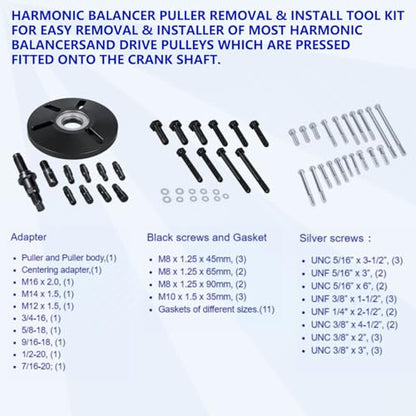 ZKTOOL Harmonic Balancer Puller Removal & Install Tool Kit for Buick Regal Lacrosse GL8 Lu ZUN,Crankshaft Pulley Removal Tool