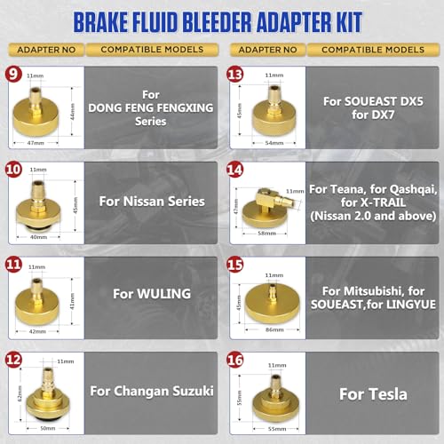 20PCS Brake Bleeder Adapter Kit Master Cylinder Bleeder Kit with Quick Connector, Durable & Well-sealed Brake Pressure Bleeder Kit Compatible with Honda Toyota VW Ford