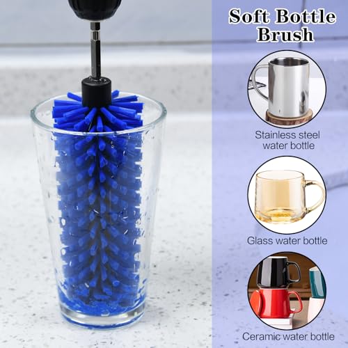 1 Pack Drill Brush for Car Wheel and Bottle(Blue) | for Wheels, Rims, Engines, Exhaust, Bottle - color: 1 Pack Dark Blue